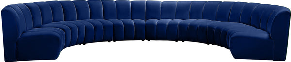 Infinity Velvet / Engineered Wood / Foam Contemporary Navy Velvet 8pc. Modular Sectional - 183" W x 124" D x 33" H