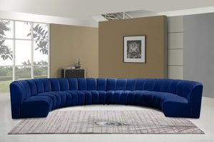 Infinity Velvet / Engineered Wood / Foam Contemporary Navy Velvet 8pc. Modular Sectional - 183" W x 124" D x 33" H