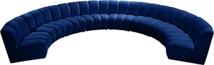 Infinity Velvet / Engineered Wood / Foam Contemporary Navy Velvet 8pc. Modular Sectional - 183" W x 124" D x 33" H