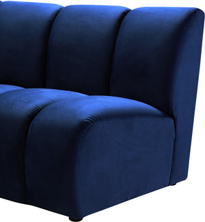 Infinity Velvet / Engineered Wood / Foam Contemporary Navy Velvet 8pc. Modular Sectional - 183" W x 124" D x 33" H