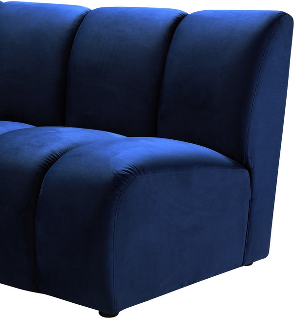 Infinity Velvet / Engineered Wood / Foam Contemporary Navy Velvet 8pc. Modular Sectional - 183" W x 124" D x 33" H