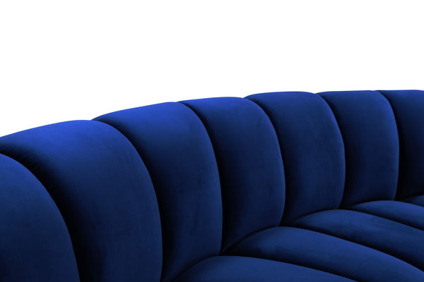 Infinity Velvet / Engineered Wood / Foam Contemporary Navy Velvet 8pc. Modular Sectional - 183" W x 124" D x 33" H