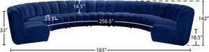 Infinity Velvet / Engineered Wood / Foam Contemporary Navy Velvet 9pc. Modular Sectional - 183" W x 142" D x 33" H
