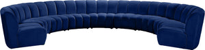 Infinity Velvet / Engineered Wood / Foam Contemporary Navy Velvet 9pc. Modular Sectional - 183" W x 142" D x 33" H