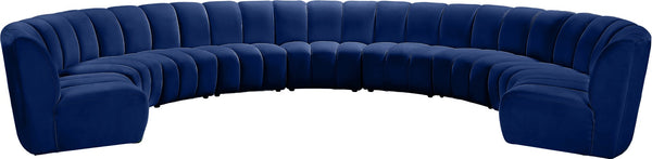 Infinity Velvet / Engineered Wood / Foam Contemporary Navy Velvet 9pc. Modular Sectional - 183" W x 142" D x 33" H