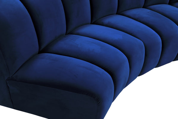 Infinity Velvet / Engineered Wood / Foam Contemporary Navy Velvet 9pc. Modular Sectional - 183" W x 142" D x 33" H