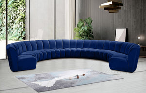 Infinity Velvet / Engineered Wood / Foam Contemporary Navy Velvet 9pc. Modular Sectional - 183" W x 142" D x 33" H