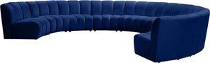 Infinity Velvet / Engineered Wood / Foam Contemporary Navy Velvet 9pc. Modular Sectional - 183" W x 142" D x 33" H