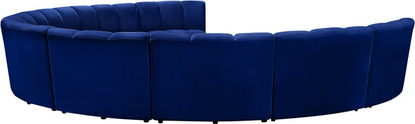 Infinity Velvet / Engineered Wood / Foam Contemporary Navy Velvet 9pc. Modular Sectional - 183" W x 142" D x 33" H