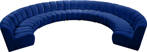 Infinity Velvet / Engineered Wood / Foam Contemporary Navy Velvet 9pc. Modular Sectional - 183" W x 142" D x 33" H