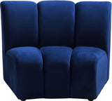 Infinity Velvet / Engineered Wood Contemporary Navy Velvet Modular Chair - 43" W x 36" D x 33" H