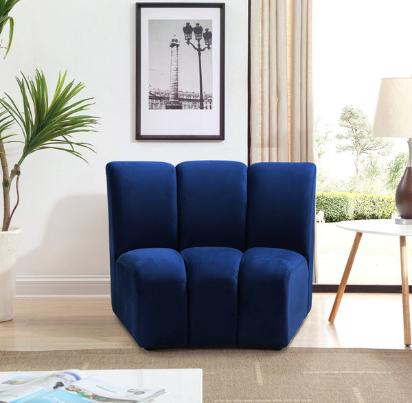 Infinity Velvet / Engineered Wood Contemporary Navy Velvet Modular Chair - 43" W x 36" D x 33" H