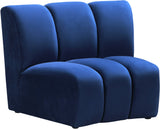 Infinity Velvet / Engineered Wood Contemporary Navy Velvet Modular Chair - 43" W x 36" D x 33" H