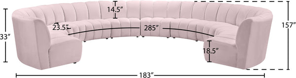 Infinity Velvet / Engineered Wood / Foam Contemporary Pink Velvet 10pc. Modular Sectional - 183" W x 157" D x 33" H