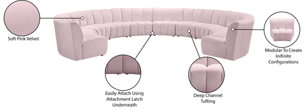 Infinity Velvet / Engineered Wood / Foam Contemporary Pink Velvet 10pc. Modular Sectional - 183" W x 157" D x 33" H