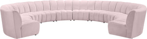 Infinity Velvet / Engineered Wood / Foam Contemporary Pink Velvet 10pc. Modular Sectional - 183" W x 157" D x 33" H