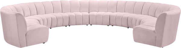 Infinity Velvet / Engineered Wood / Foam Contemporary Pink Velvet 10pc. Modular Sectional - 183" W x 157" D x 33" H