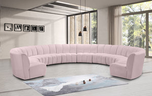 Infinity Velvet / Engineered Wood / Foam Contemporary Pink Velvet 10pc. Modular Sectional - 183" W x 157" D x 33" H