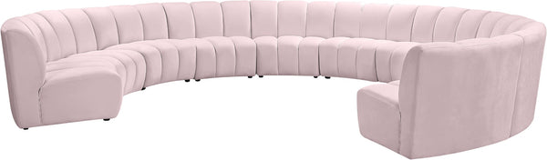 Infinity Velvet / Engineered Wood / Foam Contemporary Pink Velvet 10pc. Modular Sectional - 183" W x 157" D x 33" H