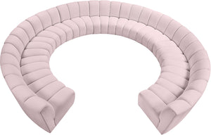 Infinity Velvet / Engineered Wood / Foam Contemporary Pink Velvet 11pc. Modular Sectional - 183" W x 171" D x 33" H