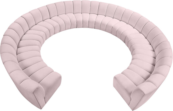 Infinity Velvet / Engineered Wood / Foam Contemporary Pink Velvet 11pc. Modular Sectional - 183" W x 171" D x 33" H