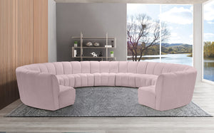 Infinity Velvet / Engineered Wood / Foam Contemporary Pink Velvet 11pc. Modular Sectional - 183" W x 171" D x 33" H