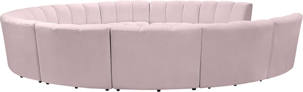 Infinity Velvet / Engineered Wood / Foam Contemporary Pink Velvet 11pc. Modular Sectional - 183" W x 171" D x 33" H
