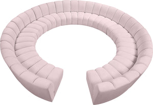 Infinity Velvet / Engineered Wood / Foam Contemporary Pink Velvet 12pc. Modular Sectional - 183" W x 181" D x 33" H