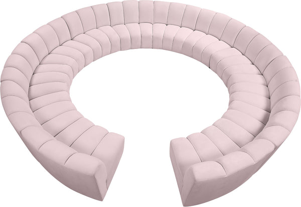 Infinity Velvet / Engineered Wood / Foam Contemporary Pink Velvet 12pc. Modular Sectional - 183" W x 181" D x 33" H