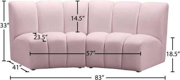 Infinity Velvet / Engineered Wood Contemporary Pink Velvet 2pc. Modular Sectional - 83" W x 41" D x 33" H