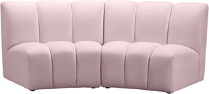 Infinity Velvet / Engineered Wood Contemporary Pink Velvet 2pc. Modular Sectional - 83" W x 41" D x 33" H