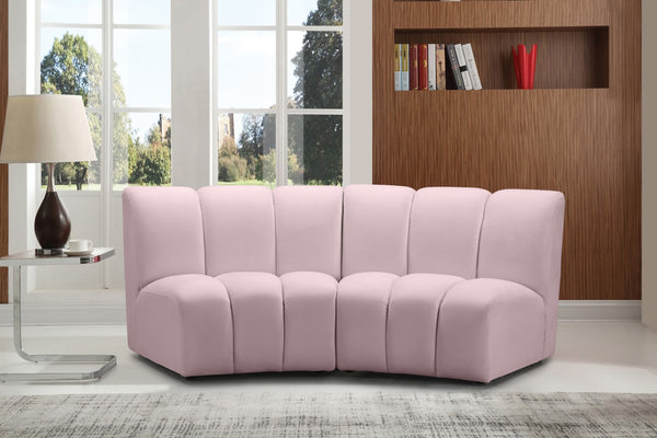 Infinity Velvet / Engineered Wood Contemporary Pink Velvet 2pc. Modular Sectional - 83" W x 41" D x 33" H