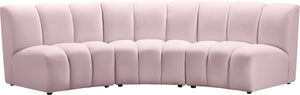 Infinity Velvet / Engineered Wood Contemporary Pink Velvet 3pc. Modular Sectional - 119" W x 48" D x 33" H