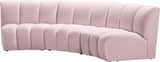 Infinity Velvet / Engineered Wood Contemporary Pink Velvet 3pc. Modular Sectional - 119" W x 48" D x 33" H