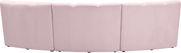 Infinity Velvet / Engineered Wood Contemporary Pink Velvet 3pc. Modular Sectional - 119" W x 48" D x 33" H