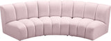 Infinity Velvet / Engineered Wood Contemporary Pink Velvet 3pc. Modular Sectional - 119" W x 48" D x 33" H