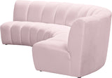 Infinity Velvet / Engineered Wood Contemporary Pink Velvet 3pc. Modular Sectional - 119" W x 48" D x 33" H