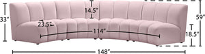Infinity Velvet / Engineered Wood Contemporary Pink Velvet 4pc. Modular Sectional - 148" W x 59" D x 33" H