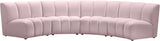 Infinity Velvet / Engineered Wood Contemporary Pink Velvet 4pc. Modular Sectional - 148" W x 59" D x 33" H