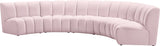 Infinity Velvet / Engineered Wood Contemporary Pink Velvet 5pc. Modular Sectional - 167" W x 71" D x 33" H