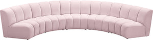 Infinity Velvet / Engineered Wood Contemporary Pink Velvet 5pc. Modular Sectional - 167" W x 71" D x 33" H