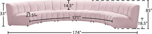 Infinity Velvet / Engineered Wood Contemporary Pink Velvet 6pc. Modular Sectional - 174" W x 85" D x 33" H