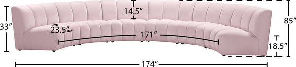 Infinity Velvet / Engineered Wood Contemporary Pink Velvet 6pc. Modular Sectional - 174" W x 85" D x 33" H
