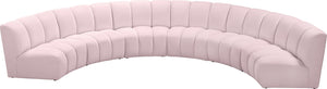 Infinity Velvet / Engineered Wood Contemporary Pink Velvet 6pc. Modular Sectional - 174" W x 85" D x 33" H