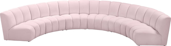 Infinity Velvet / Engineered Wood Contemporary Pink Velvet 6pc. Modular Sectional - 174" W x 85" D x 33" H