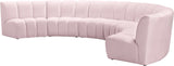 Infinity Velvet / Engineered Wood Contemporary Pink Velvet 6pc. Modular Sectional - 174" W x 85" D x 33" H