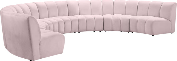 Infinity Velvet / Engineered Wood / Foam Contemporary Pink Velvet 7pc. Modular Sectional - 183" W x 104" D x 33" H