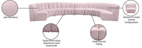 Infinity Velvet / Engineered Wood / Foam Contemporary Pink Velvet 8pc. Modular Sectional - 183" W x 124" D x 33" H