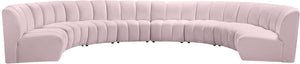 Infinity Velvet / Engineered Wood / Foam Contemporary Pink Velvet 8pc. Modular Sectional - 183" W x 124" D x 33" H
