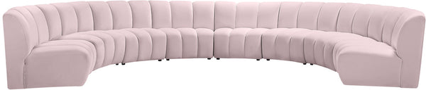 Infinity Velvet / Engineered Wood / Foam Contemporary Pink Velvet 8pc. Modular Sectional - 183" W x 124" D x 33" H
